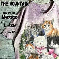 【メキシコ製】ザマウンテン　Tシャツ　猫　にゃんこ大集合　メンズL　タイダイ