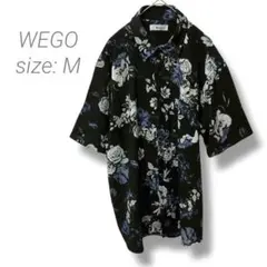 【ウィゴー】WEGO デザインシャツ ゆったり M 花柄 ブラック メンズ 半袖