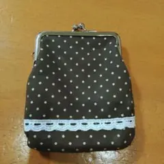 がま口ポーチ　茶色
