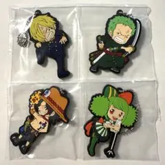 ONE PIECE ゾロ/サンジ/エース/アン ラバーマスコット 4点セット