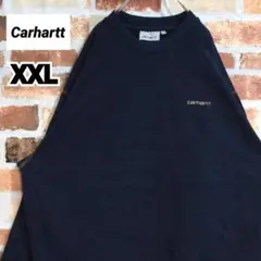 《カーハート》美品 刺繍ロゴ ブラック XXLビッグサイズ スウェット