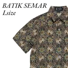 【美品】インドネシア産　バティック　総柄　半袖　エスニック　シャツ　古着　レトロ