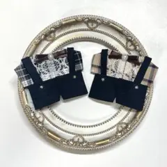 【9/1タイムセール】10cmぬい服　黒サロペット4点セット