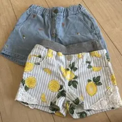 アイス柄デニムパンツ、レモンショートパンツ2点セット
