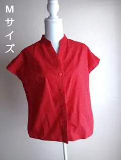 赤いドット柄 半袖シャツ