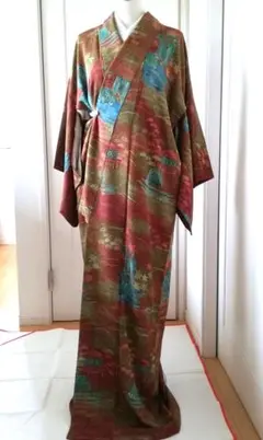 新品同様 洗い張り本格お手入済み 仕付け糸付き 正絹 京友禅 小紋 袷 手縫い