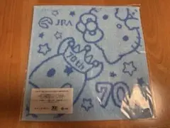 ハローキティ タオル地ハンカチ 水色JRAコラボ