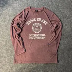vintage メンズ　ロングTシャツ　プリント　アメカジ　えんじ色　LL
