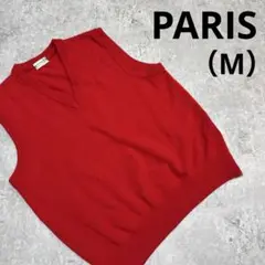パリス　カシミヤ ニットベスト　赤　M