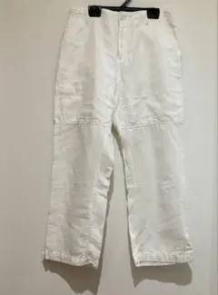 プランテーション　綿麻　パンツ　白　美品　リネン　ホワイト　グロップド　ゴム