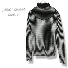 【ジュニアスイート】junior sweetカットアウトニット ボーダー F 黒