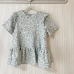 Fit more KAREI フラワープリント 半袖トップス ティアード 緑