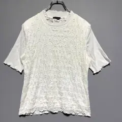 Merrei Grace 花柄刺繍 半袖Tシャツ　透け感なし　伸縮性あり　上品
