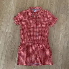 PETIT BATEAU 赤ドット 半袖ワンピース 116cm