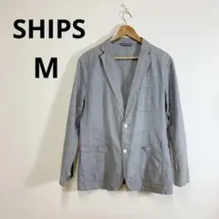 SHIPS テーラードジャケット リネン混 カラミ織り M