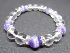 ★【水晶×アメジスト】 天然石ブレスレットパワーストーン