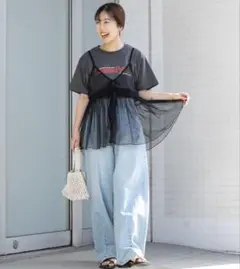 coen ＊ ロゴTシャツ+チュールキャミセット
