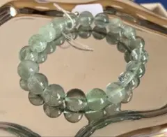 ☆天然石グリーンフローライト（10mm）ブレスレット！内径16.5cm！