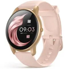 AGPTEK 日本正規品 スマートウォッチ レディース 丸型 心拍数 smart