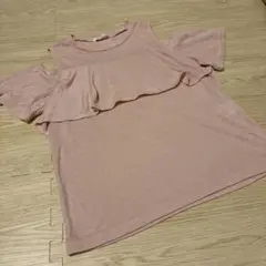 イーハイフンワールドギャラリーPEACEフリル付きオフショルダートップスピンク