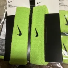Nike リストバンド、ヘッドバンド各5セット　ライムグリーン