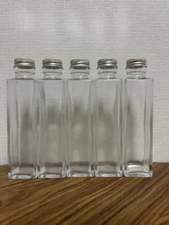 角型ガラス瓶 5本セット メタルキャップ付き
