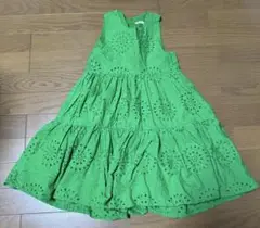 next グリーン刺繍ノースリーブワンピース 7歳