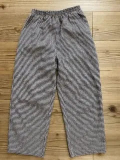 チェック柄ロングパンツ 160cmブラウン女児女の子かわいいシンプルおしゃれ