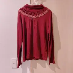 [美品]axes femme ワインレッドタートルネックトップス