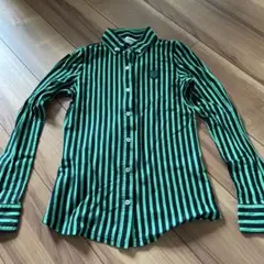 Jack Bunny!! 長袖ポロシャツ サイズ1 緑と黒ストライプ
