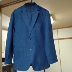 無印良品ネイビーリネン洗いざらしジャケット