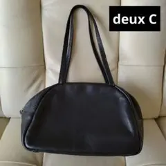 【美品】deux C ドゥセー レザー ボストンバッグ ソフトレザー ／ブラック