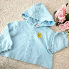 ミキハウス パーカージャケット クマ 水色 80cm