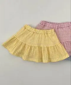 未使用　HARO HARO スカート　インパン付き　イエロー　チェック　夏服
