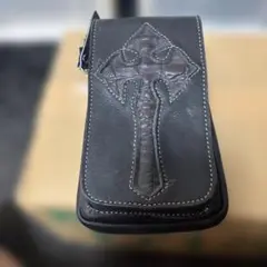 DAHAT レザー スマホショルダーバッグ 黒