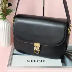 ★美品★ セリーヌ 馬車金具 ショルダーバッグ レザー ブラック オールド