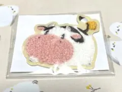 牧場物語 風のグランドバザール特典＊ もこもこ刺繍ステッカー（ウシ）
