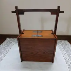 炭斗箱？持ち手付き木箱 蓋付き リメイク インテリア 古道具 おかもち 木製
