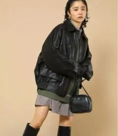 FREAK’S STORE フェイクレザーブルゾン ブラック