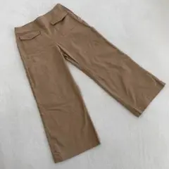 ZARA BASIC パンツ ベージュ ワイド クロップド コットン混 S