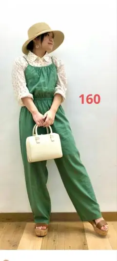 ユニクロ　リネンブレンドサロペット　160