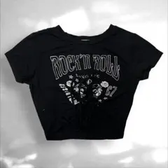 U-211 USA古着 AmericanRebelクロップド バンドTシャツ M