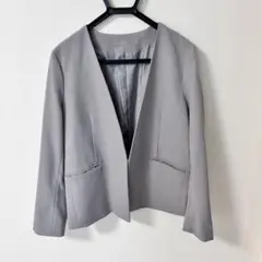 【美品】GU ジーユー ノーカラージャケット グレー XL