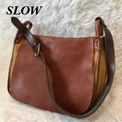 スロウ ショルダーバッグ 大容量 レザー キャンバス ダークブラウン