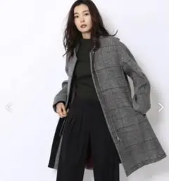 2018aw des pres デプレ ウールチェックノーカラーコート 36