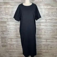 LEPSIM 半袖 シャツ ワンピース ロング丈 ルームウェア 黒 F