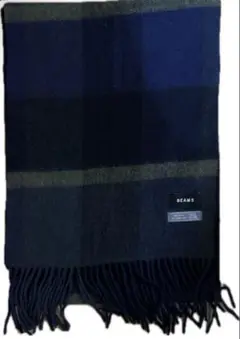 BEAMS ウール マフラー ダークブルー