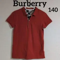 Burberry バーバリー　ポロシャツ　ノバチェック　赤　刺繍　10Y 140