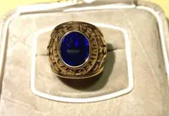 ヴィンテージリング　ミリタリーリング　ゴールド　サファイア　約16号 超美品