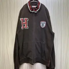TOMMY HILFIGER ブラウン ジップアップスウェット XL